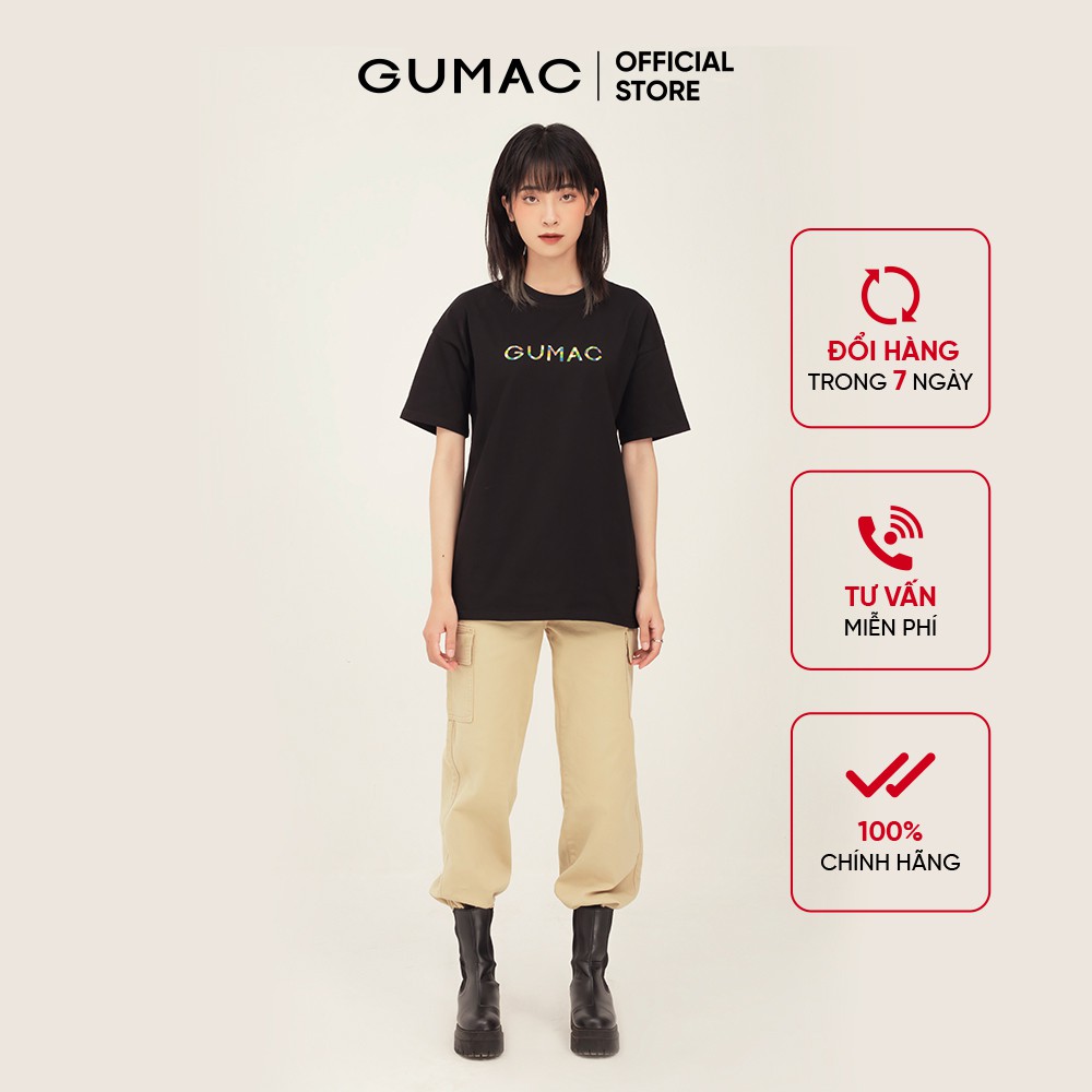 Áo thun nữ in chữ Gumac form basic trẻ trung, thời trang unisex ATB388