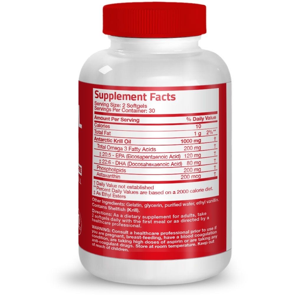 Organic Krill Oil Omega 3 EPA DHA - 1000mg - 60/120 viên Mỹ - Bổ mắt, tim mạch