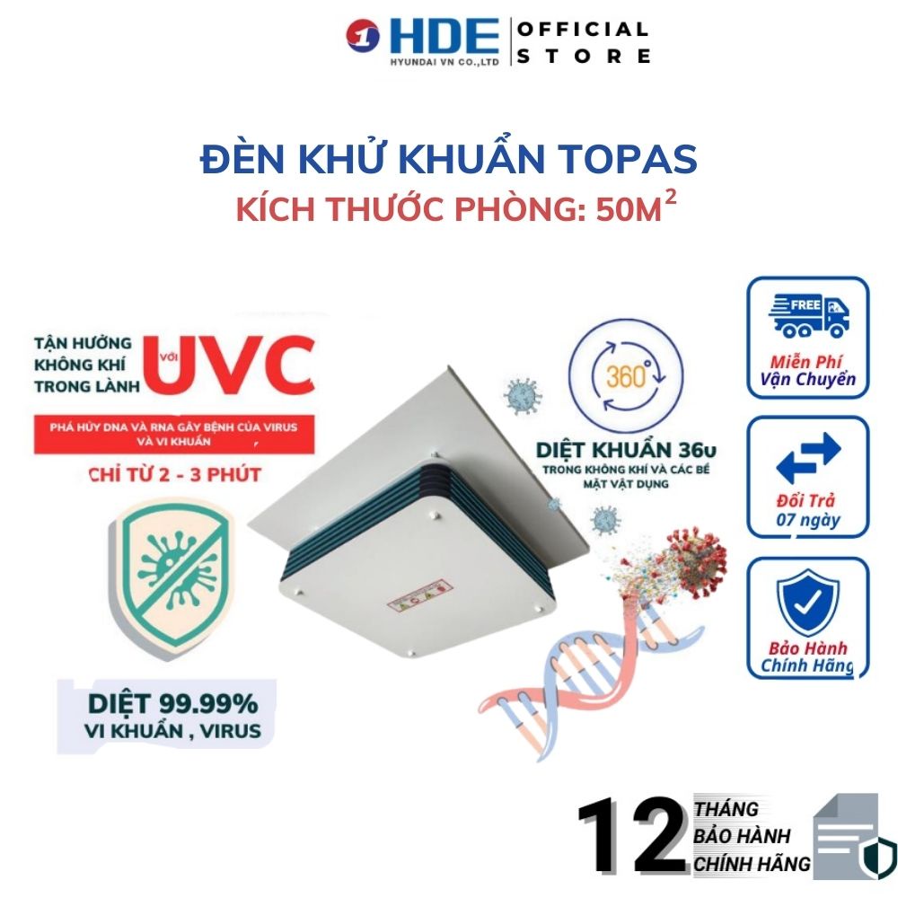 Đèn Khử Khuẩn Không Khí Treo Trần Điều Khiển Từ Xa TOPAS TP600/600 - Upper AIR/UV