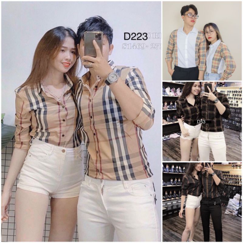 Sơ mi cặp Nam Nữ chuẩn fom Hàn Quốc Chất vải siêu mịn
