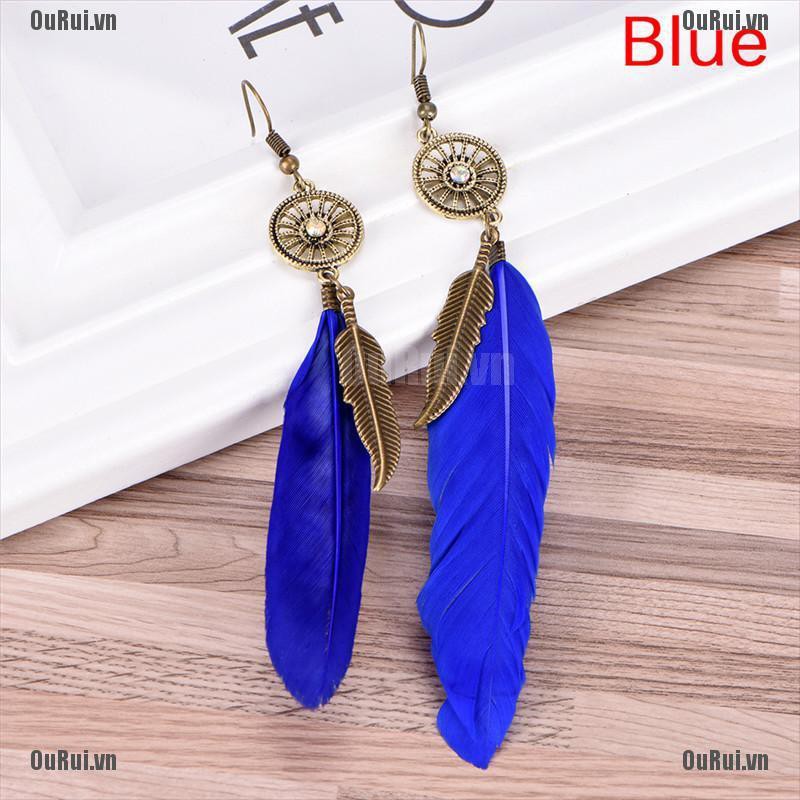 Bông Tai Lông Vũ Tua Rua Thời Trang