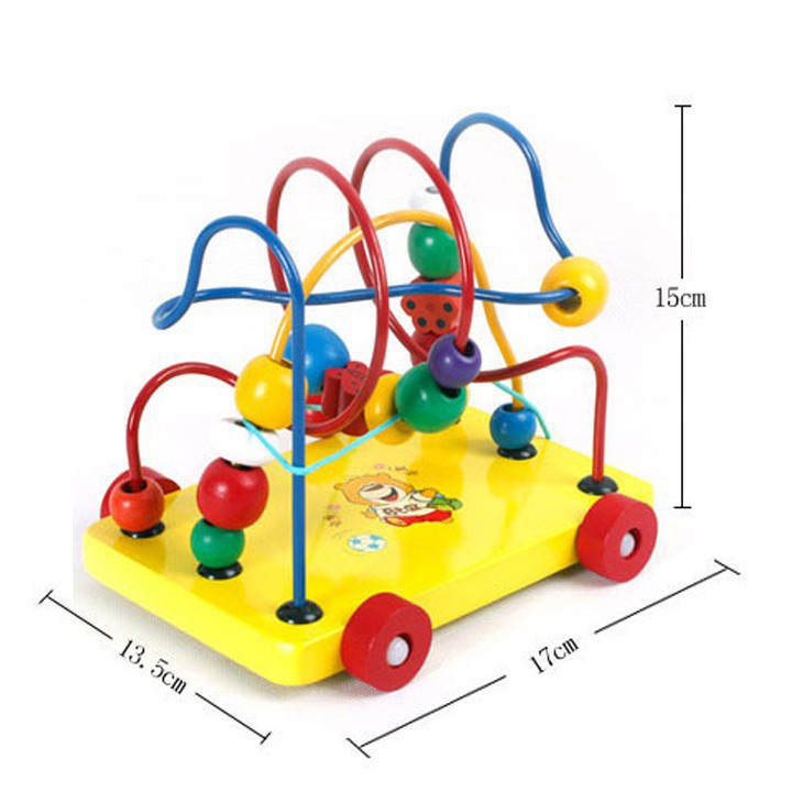 Đồ Chơi Gỗ Xe Kéo Luồn Hạt Giúp Bé Rèn Luyện Vận Động Phát Triển Trí Tuệ