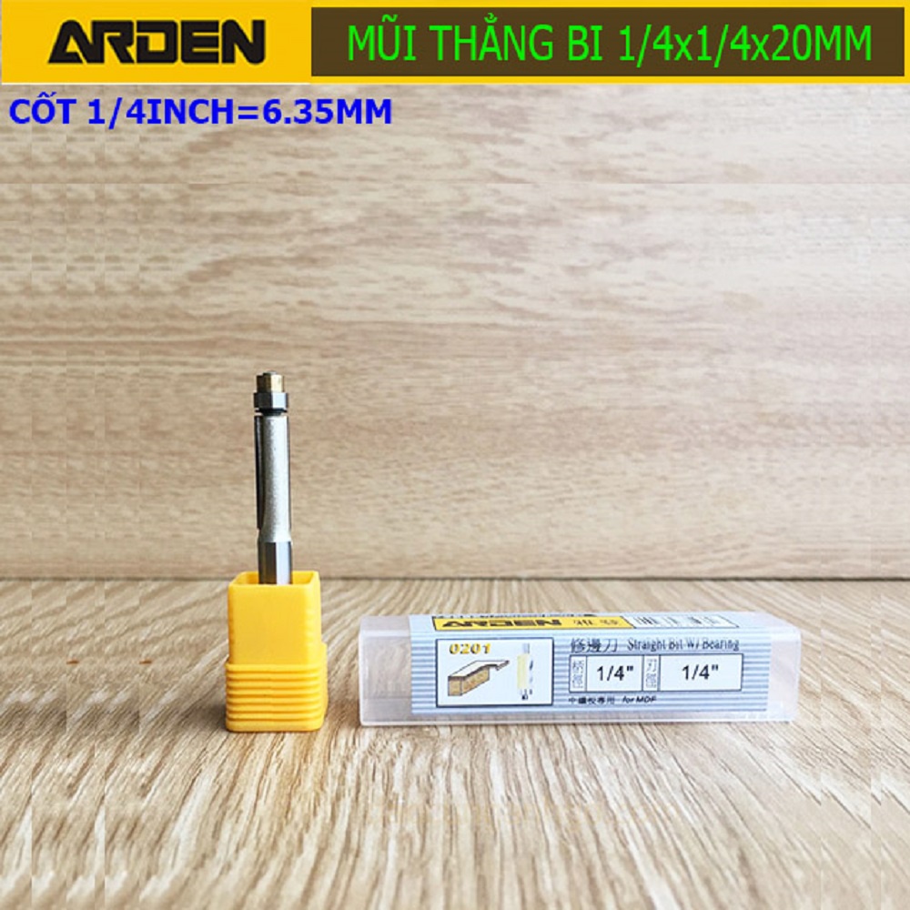 ARDEN - Mũi phay cạnh thẳng bạc đạn 6mm-12mm