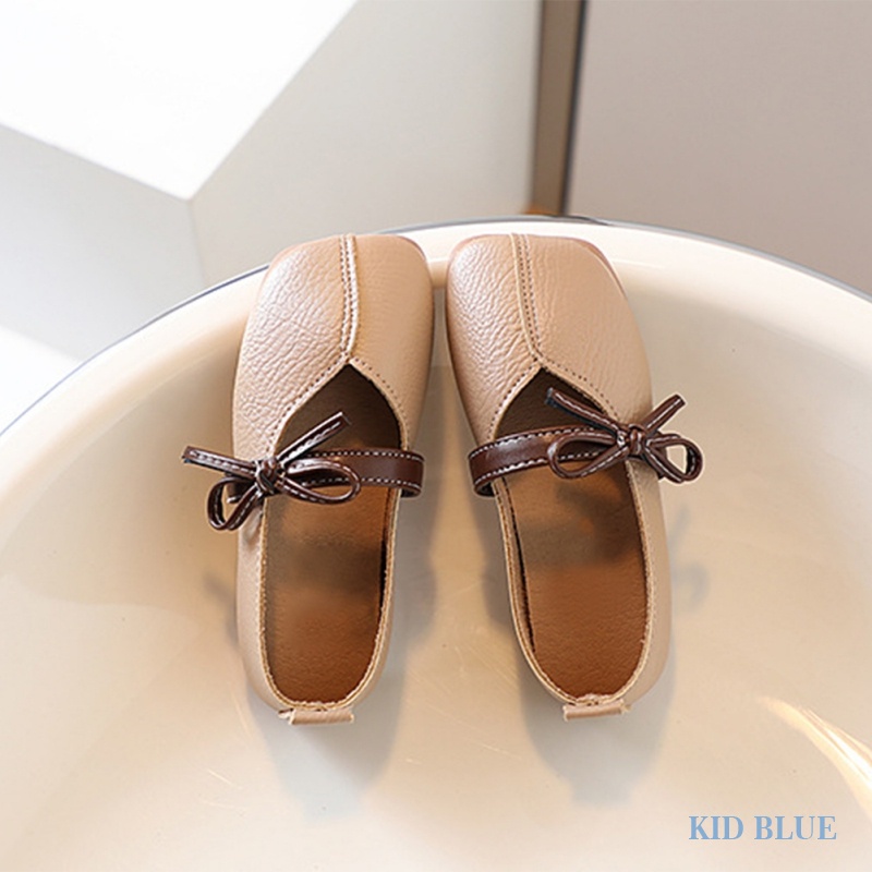 Giày Búp Bê Da Đế Mềm Đính Nơ Xinh Xắn Cho Bé Gái