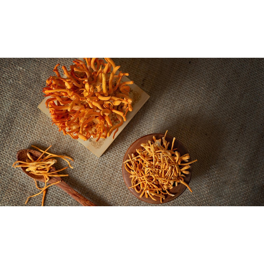 Đông Trùng Hạ Thảo Sấy Khô Trùng Thảo Hoa - Túi 100 gram - THE GARDEN