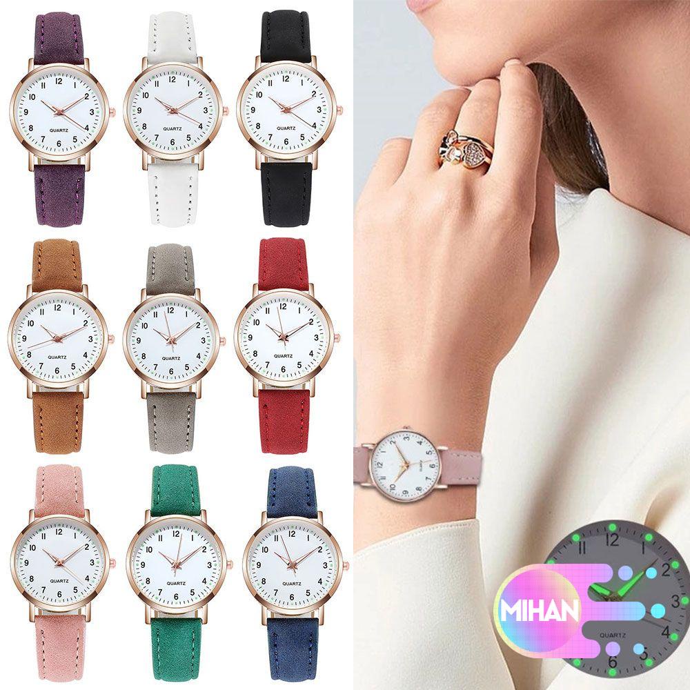 Đồng hồ đeo tay dây da nhiều màu dạ quang độc đáo tùy chọn