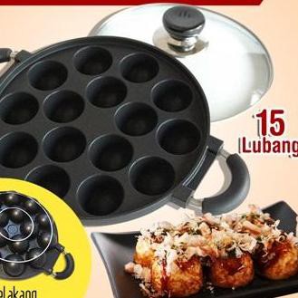 Khuôn Làm Bánh Takoyaki 15 Lỗ + Nắp Thủy Tinh Sf5 ''