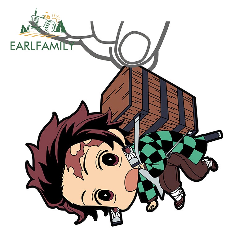 Earlfamily 13cm Demon Slayer Anime Xe Dán Windows Decal Phụ Kiện Xe Máy Chống Nước RV JDM Campervan