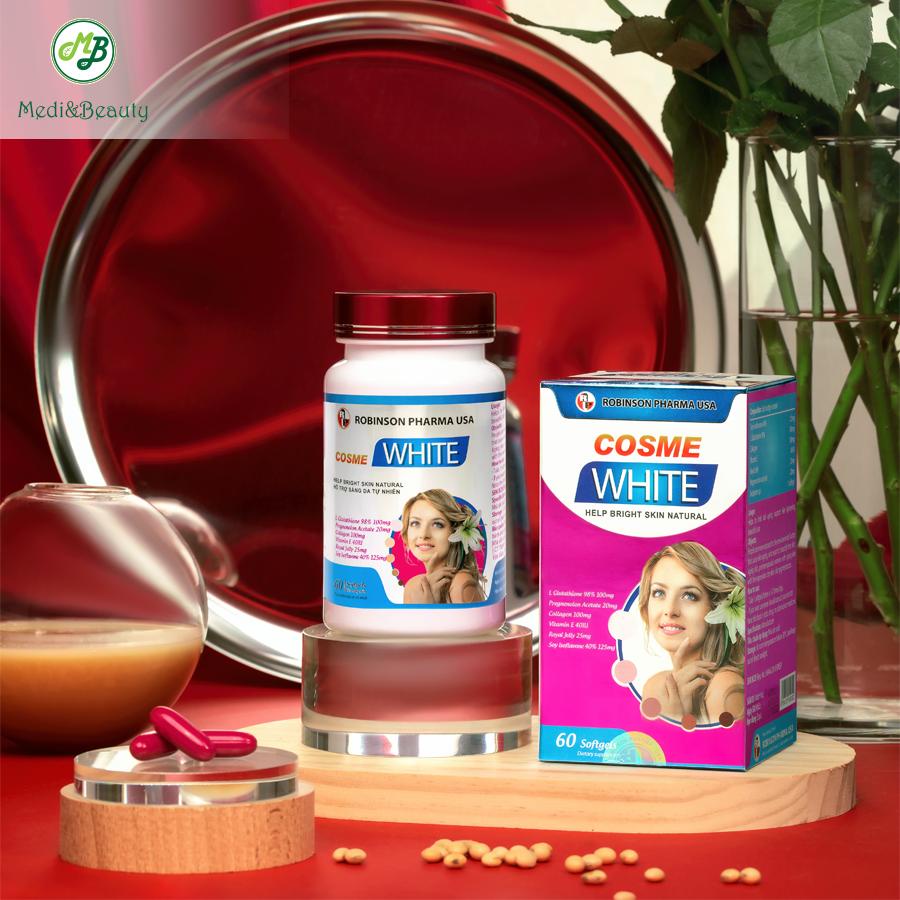 Viên uống trắng da, bổ sung Collagen, ngừa thâm, nám COSME WHITE chai 60 viên Medibeauty