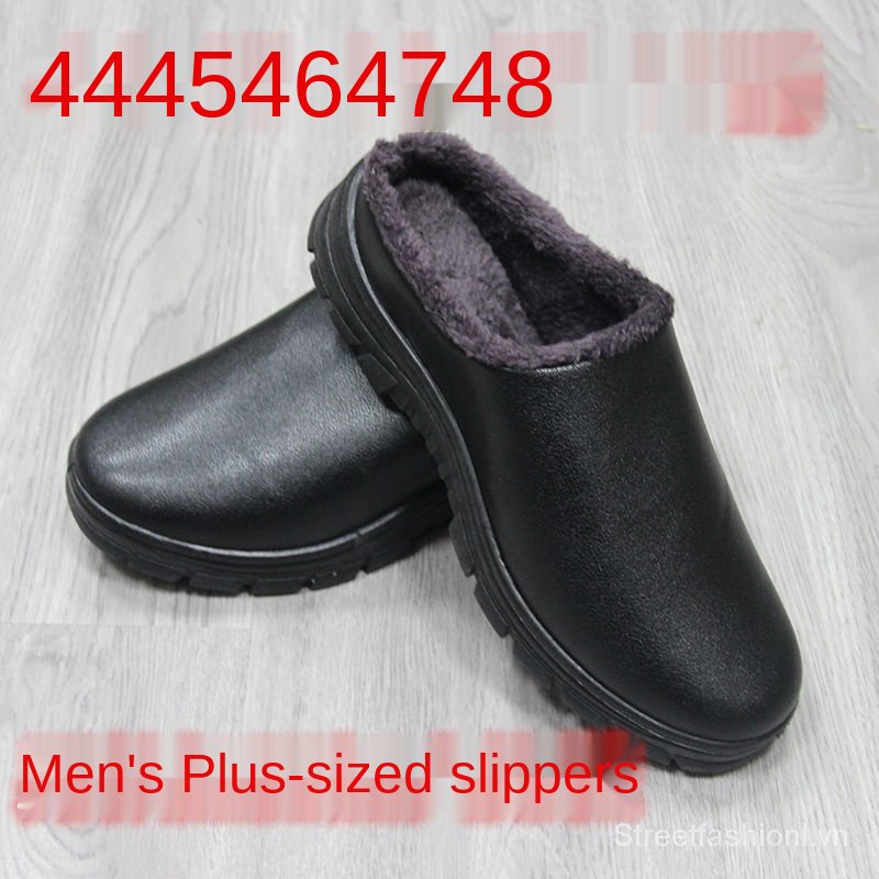 Dép cotton không thấm nước chống trượt trong nhà và ngoài trời thời trang mùa đông cho nam size lớn 44 45 46 47 48