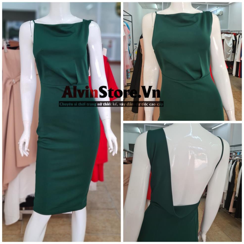 [Hình Thật - Shop Váy Đẹp] Đầm Dự Tiệc Ôm Body Thiết Kế Kín Cổ Hở Lưng Sexy Tôn Dáng Như Ngọc Trinh new