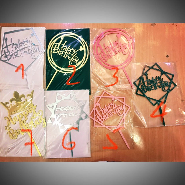 Que cắm bánh sinh nhật happy birthday acrylic meka cao cấp