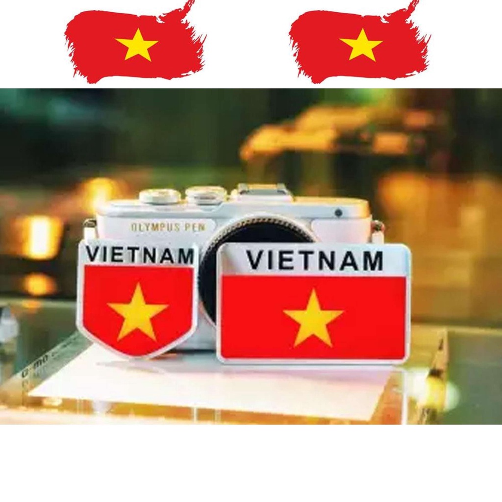 Combo 2 chiếc tem nhôm trang trí CTFAST in hình cờ Việt Nam