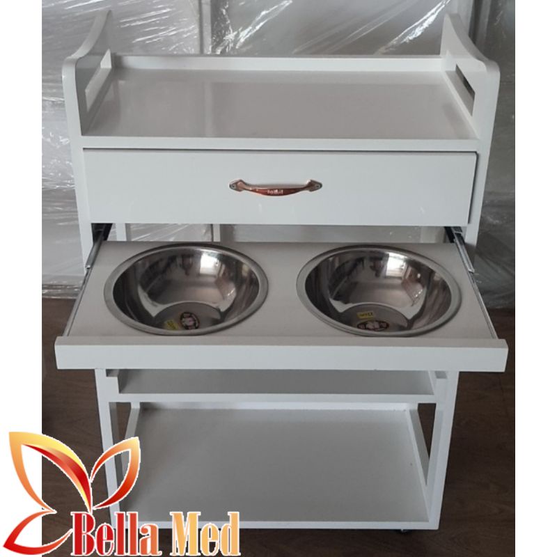 KỆ GỖ SPA MÀU TRẮNG 3 TẦNG