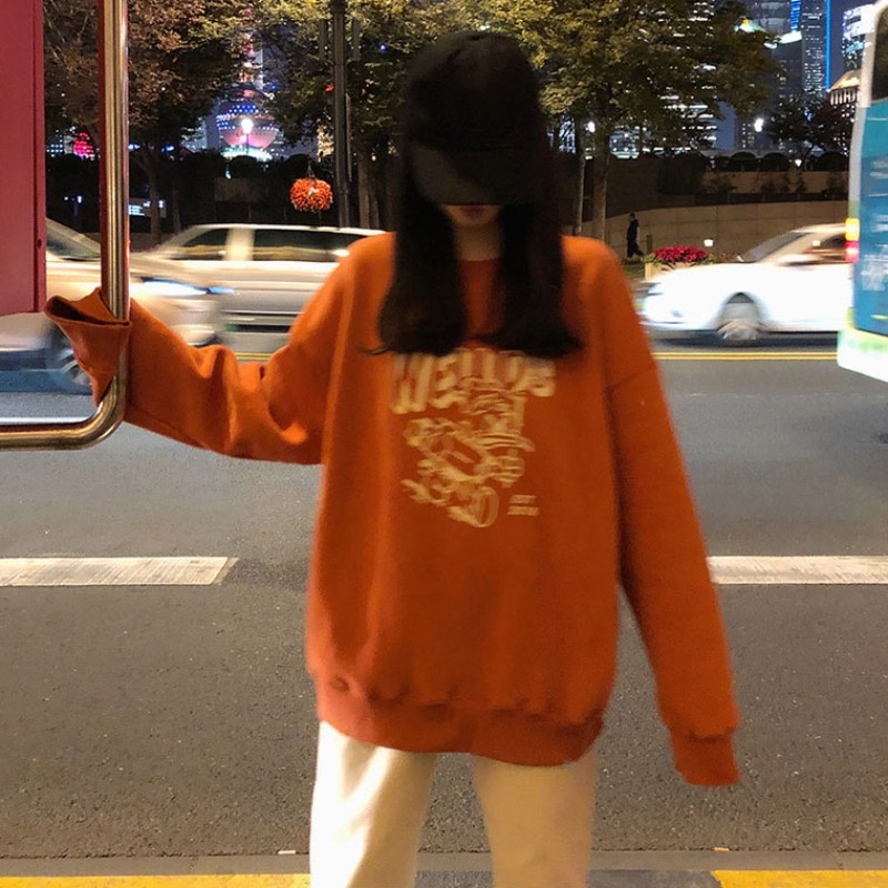 NRVP Áo Hoodie Dáng Rộng Thời Trang Hàn Quốc Đơn Giản Cá Tính Cho Nữ