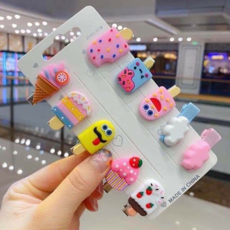 Sét 10 Kẹp Tóc Phong Cách Hàn Quốc Siêu Xinh Cho Bé