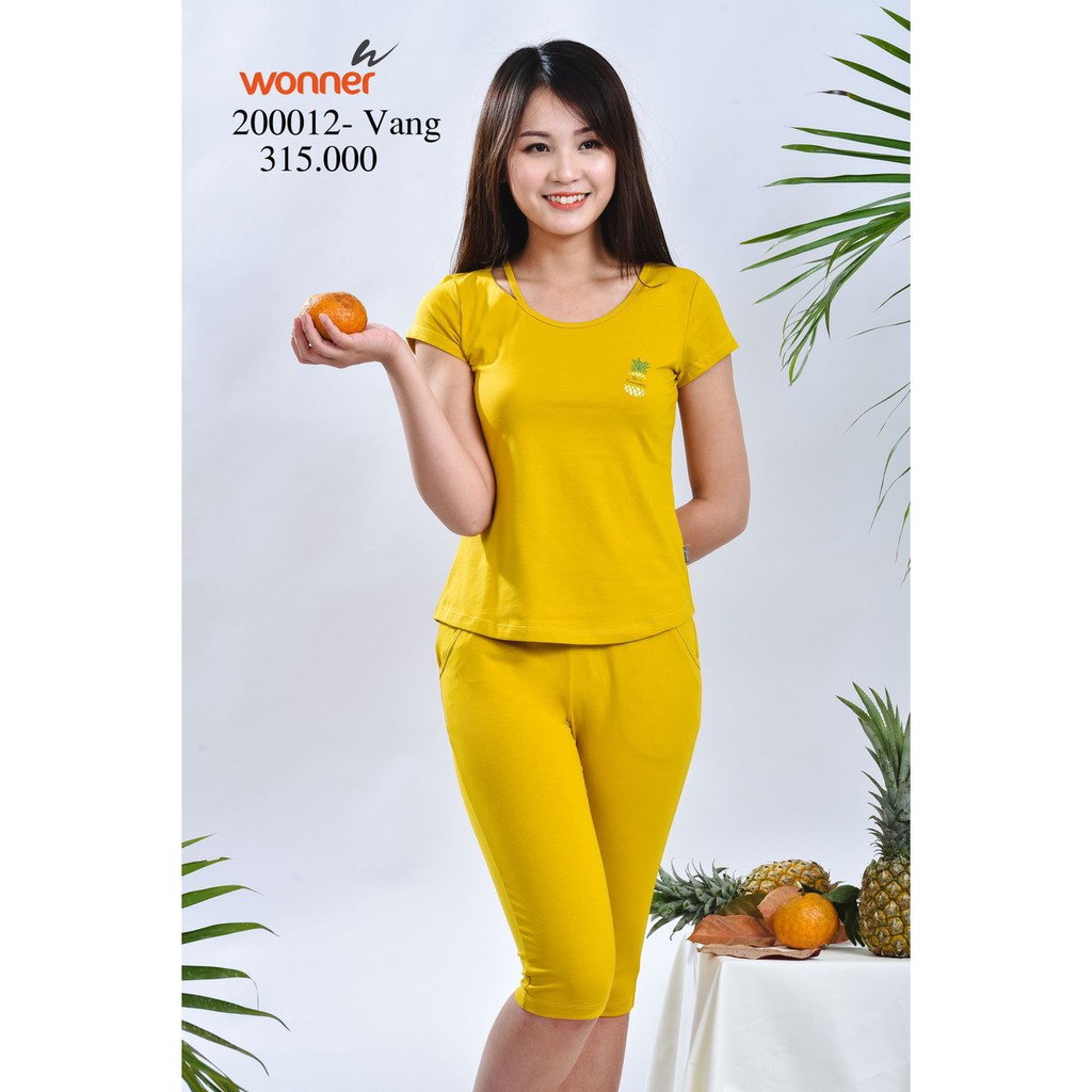 Bộ đồ Wonner_ Set đồ chất cotton 100% co giãn  - áo cộc quần ngố năng động, họa tiết quả dứa đáng yêu