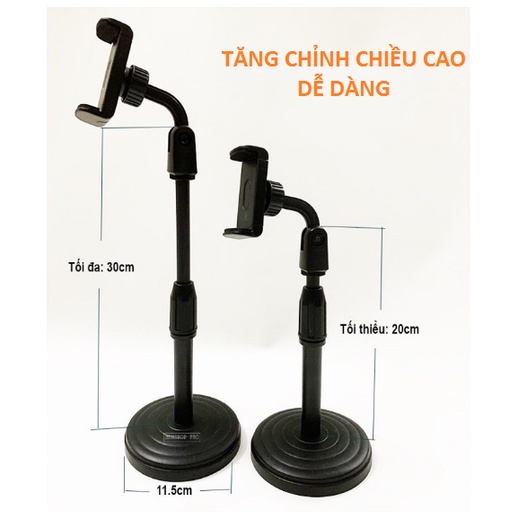 Giá đỡ điện thoại Microphone Stands, kẹp chống lưng 360 ,đế chân tròn để bàn, gia do tiện lợi đa năng GD508-GiaDT-NC