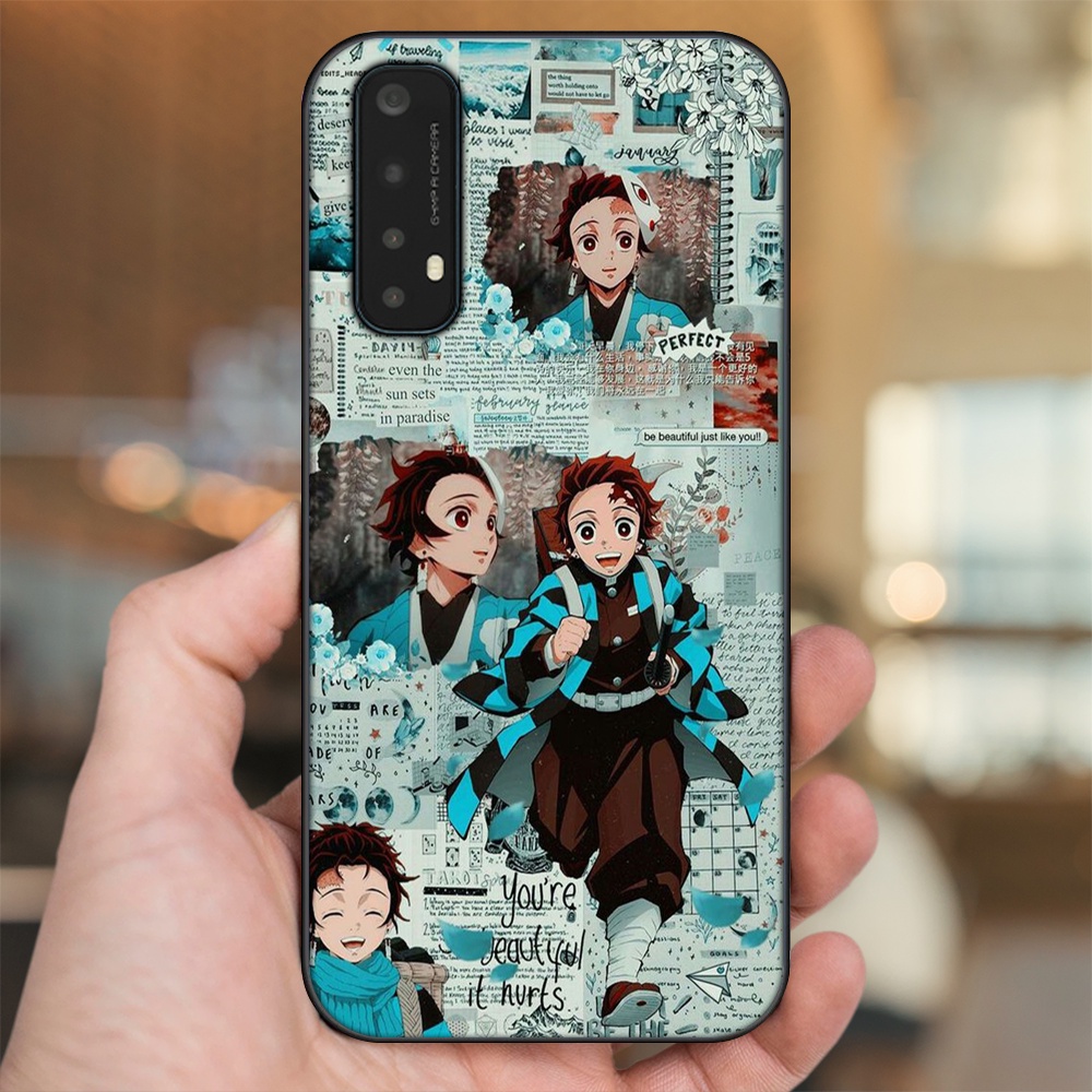 Ốp lưng Realme 7 viền đen in hình Tanjiro Kimetsu No Yaiba