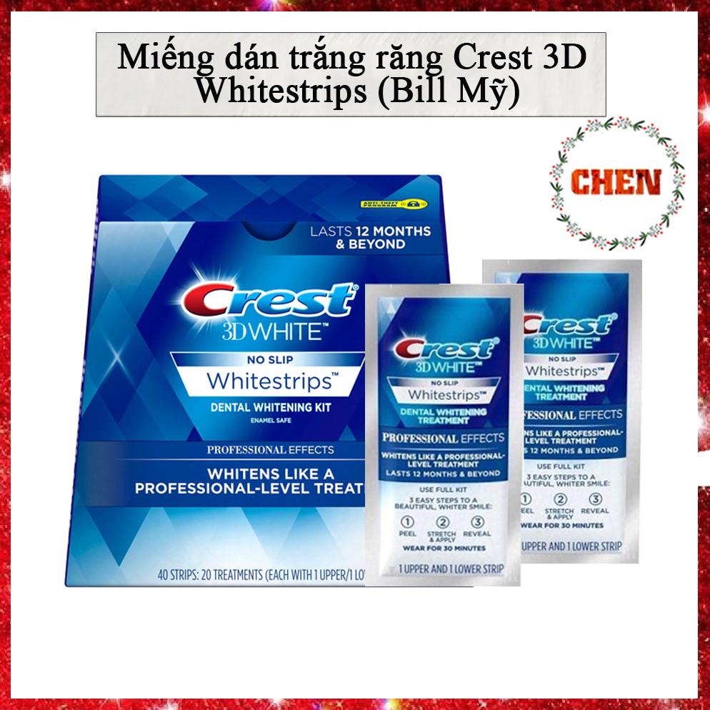 Miếng dán trắng răng Crest 3D Whitestrips (Bill Mỹ)