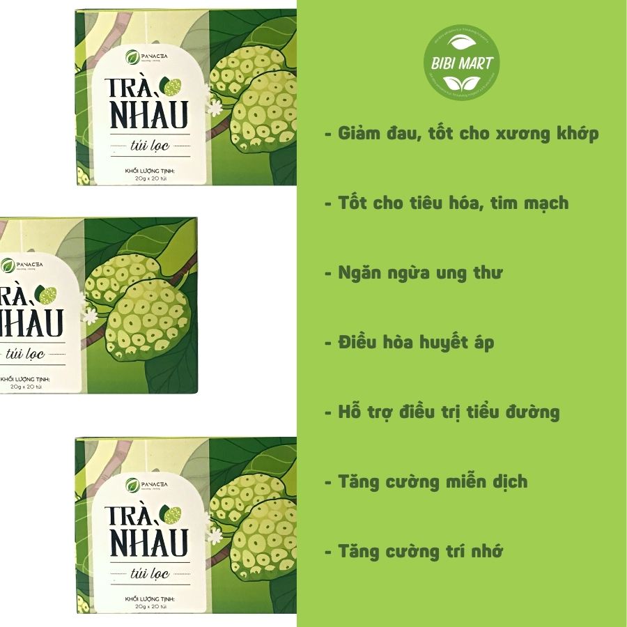 노니 Trà Trái Nhàu Có Túi Lọc Panacea Noni Tea Hộp 20 Túi ,100% Nguyên Chất Trái Nhàu Tự Nhiên
