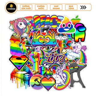 Sticker Cầu Vồng Dán Mũ bảo Hiểm Chống Nước Tại Azsticker