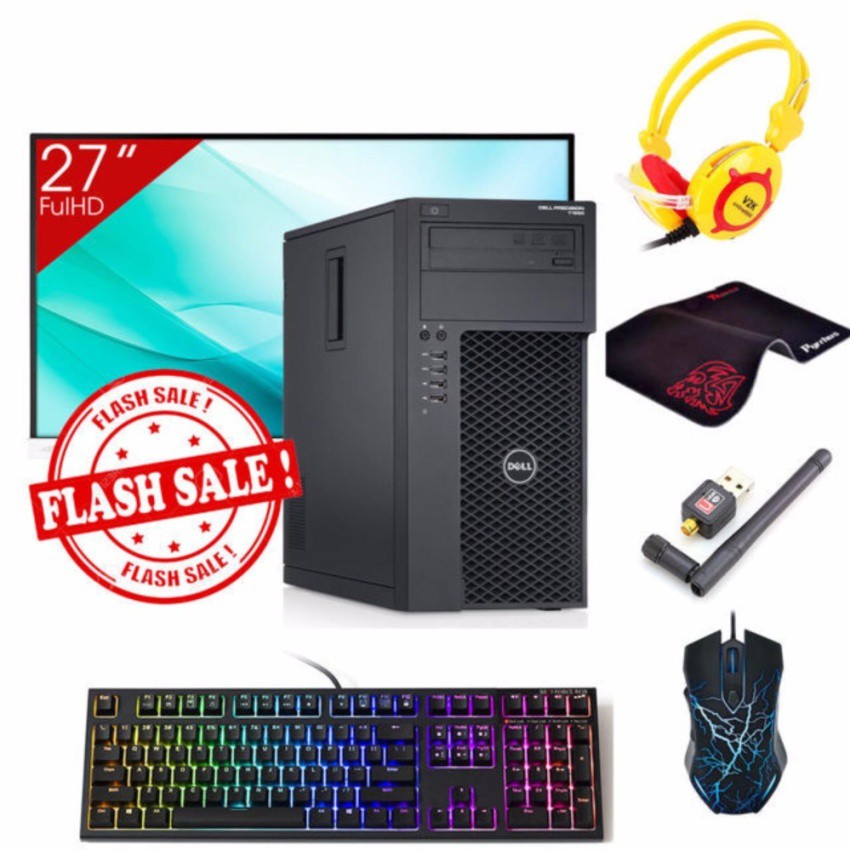 Máy tính để bàn DELL PRECISION T1650 MT + Màn hình Asus 27inch Full Viền (Core I7 3770, 16GB, SSD 240GB,HDD2TB)+Quà Tặng
