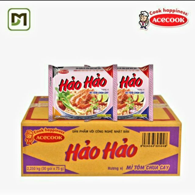 Mì ăn liền Hảo Hảo  tôm chua cay thùng ( 30 gói × 75g)