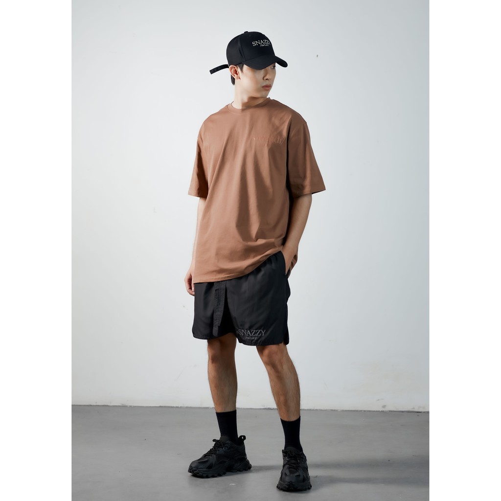 Áo Thun Nam Cổ Tròn Vải Cotton Dày Dặn Tay Ngắn Snazzy Nâu Đá