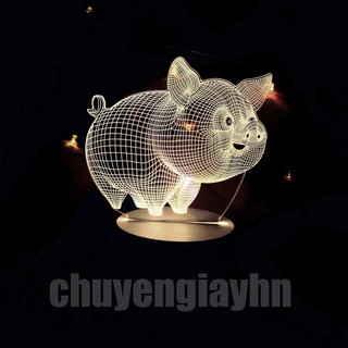 Đèn ngủ 3d HEO CON 3D, đèn ngủ, quà tặng sinh nhật, quà tặng tình yêu, dễ thương