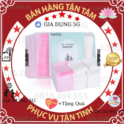[HÀNG CÓ SẴN] HỘP BÔNG TẨY TRANG 3in1 cotton 100% mềm mịn hộp 320 miếng