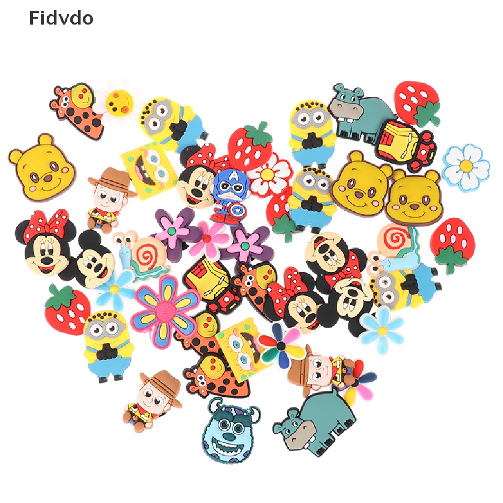 Fidvdo 20Pcs Crocs Jibbitz Random Style PVC Cute Cartoon Shoes Charm for Crocs Slipper PH