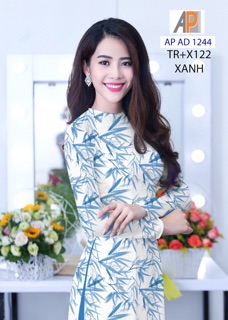 Vải may áo dài in lá trúc AP