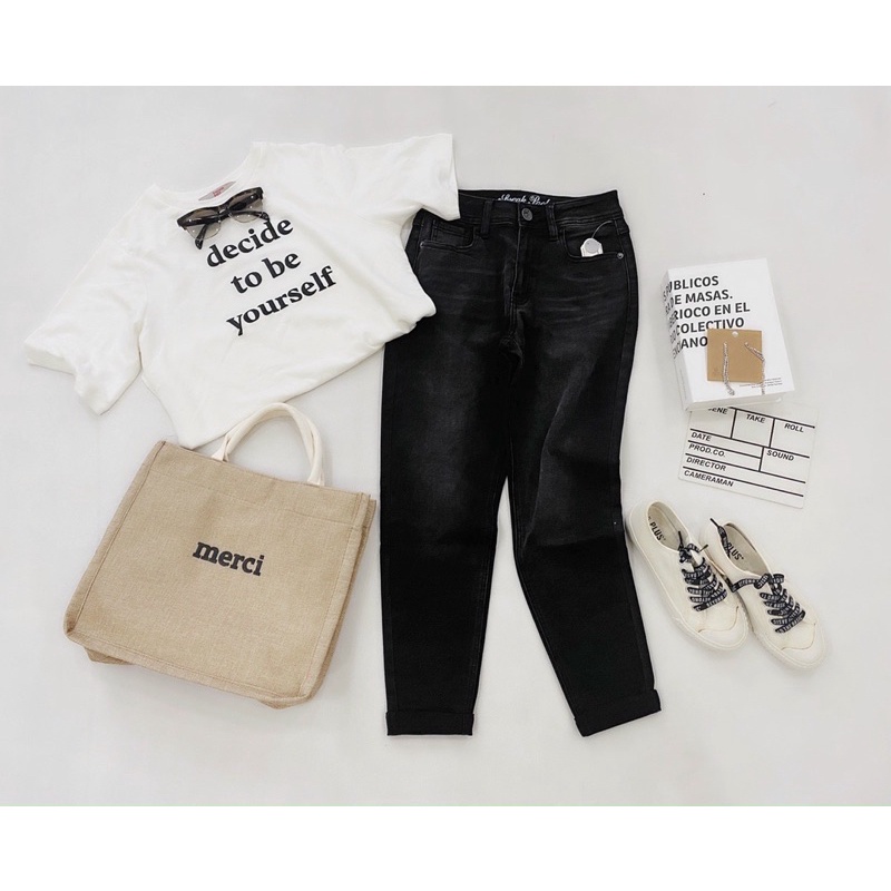 Quần baggy xám muối tiêu