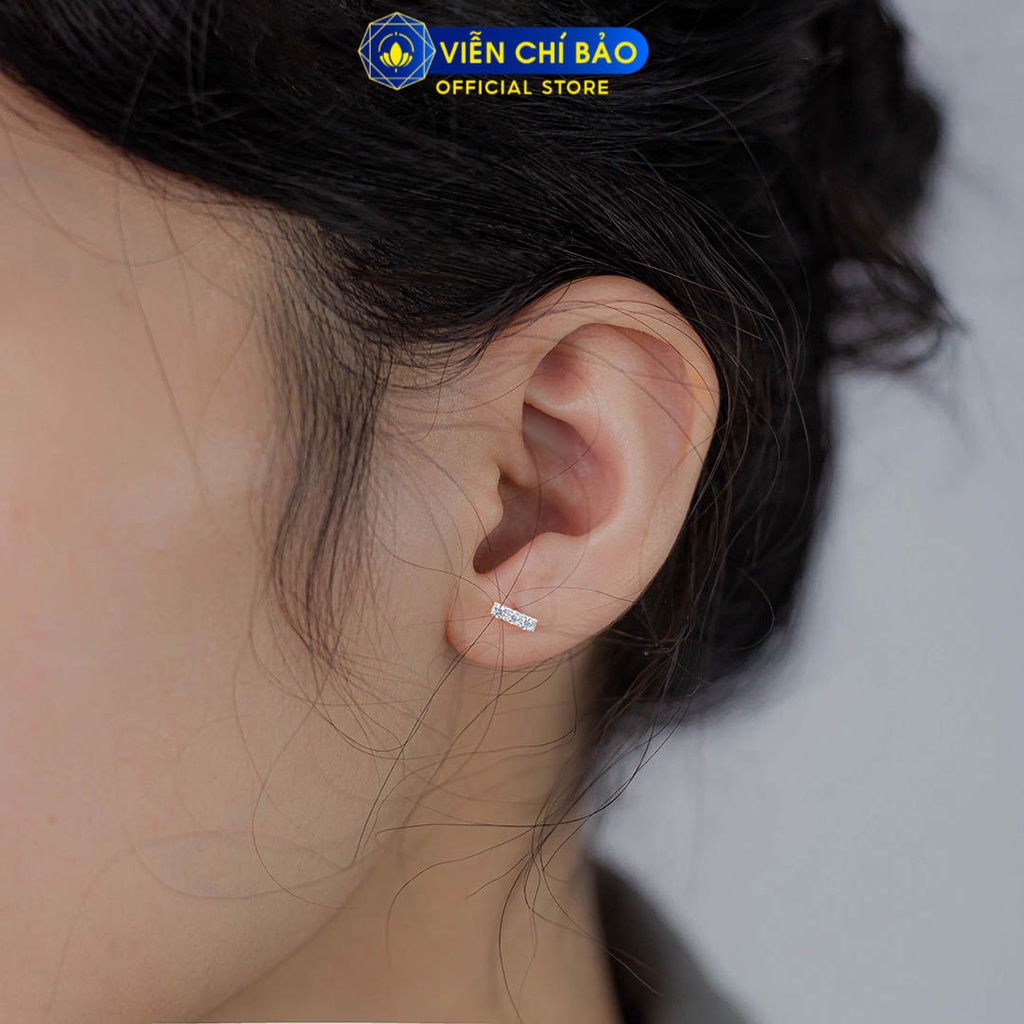 Bông tai bạc nữ thanh đá chất liệu bạc 925 thời trang phụ kiện trang sức Viễn Chí Bảo B400773