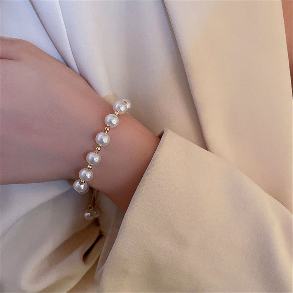 Vòng tay đính ngọc trai nhân tạo phong cách Hàn Quốc thời trang dành cho nữYanqueens Quà tặng trang sức