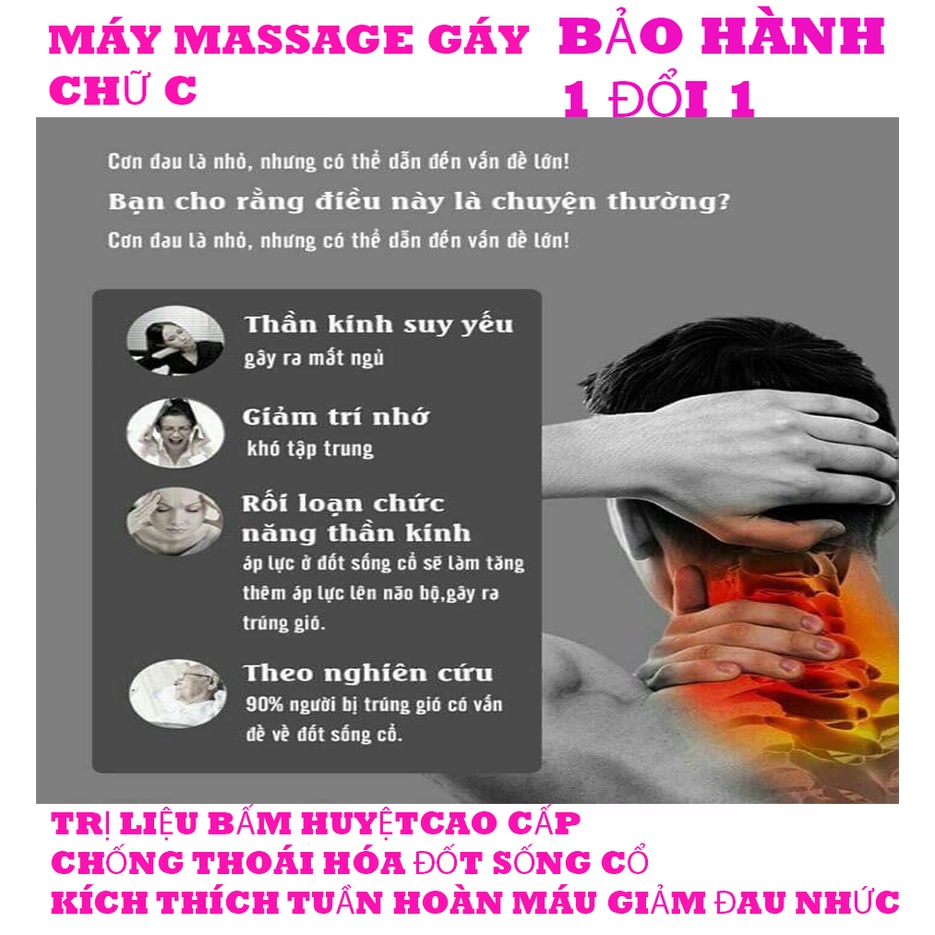 Máy Massage Cổ Vai Gáy chữ C-Cảm Ứng Xung Điện Từ tích hợp 2 in 1 Rung Từ Trường &amp; Hiệu ứng Xung Điện Máy