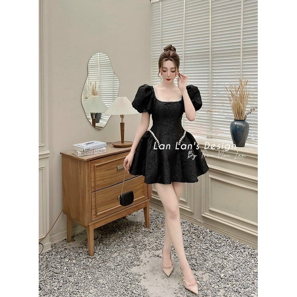 Váy cổ vest nơ đá sang chảnh noel và tết