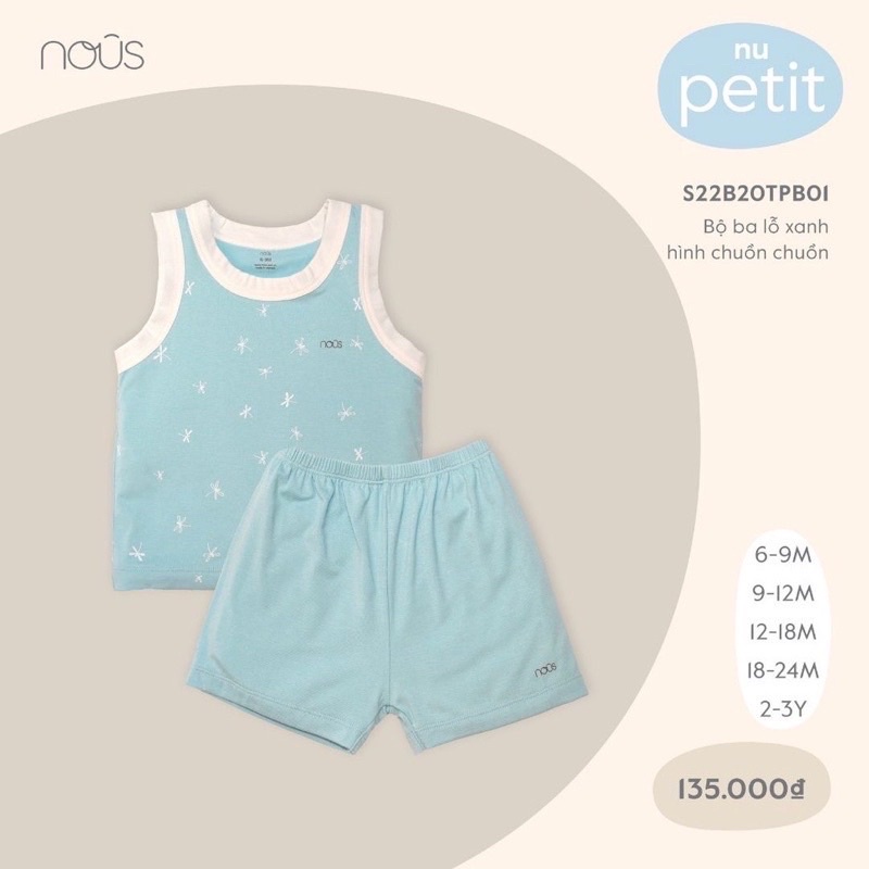 NUOS Bộ ba lỗ bé trai/bé gái (sale)