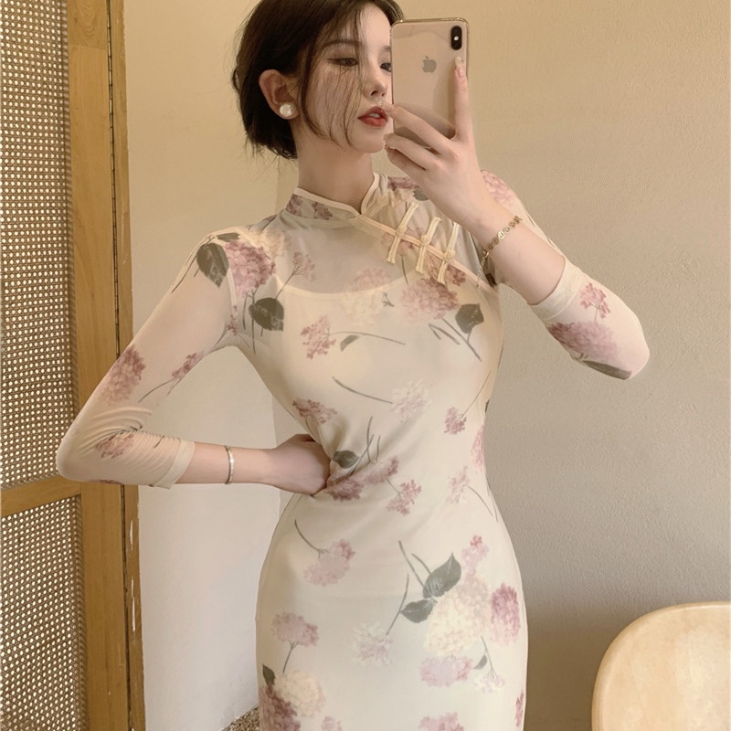 Đầm Maxi Phối Lưới In Hoa Thời Trang Mùa Hè Dễ Phối Đồ Cho Nữ