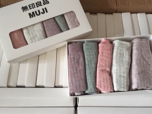 SIÊU ĐẸP _ Hộp 5 quần lót MUJI cotton vỏ trắng cao cấp (video thật) | WebRaoVat - webraovat.net.vn