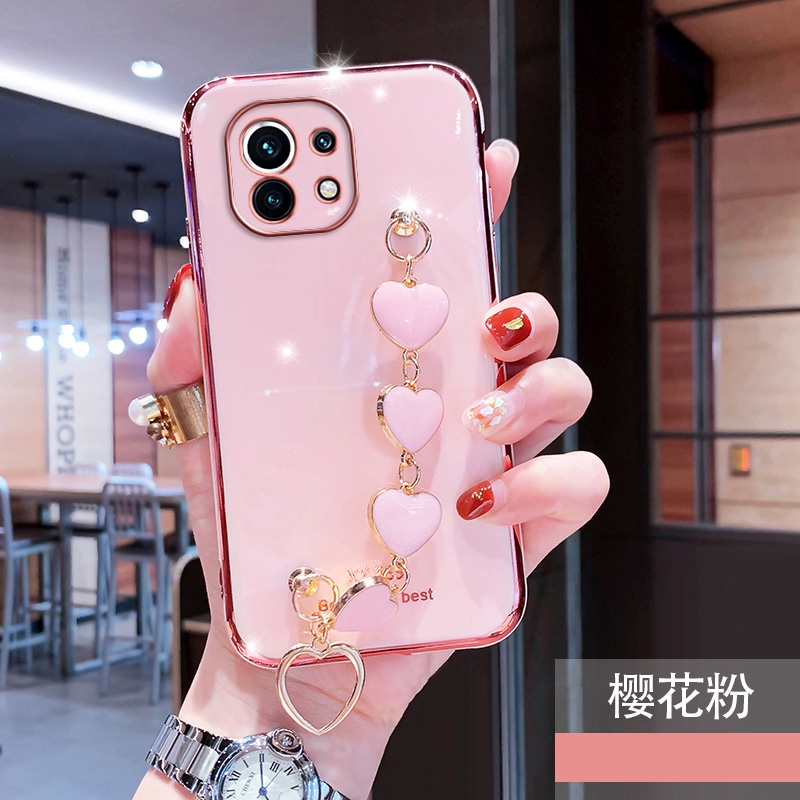 Ốp Điện Thoại Silicon Mềm Gắn Dây Đeo Cổ Tay Hình Trái Tim Cho xiaomi mi 11 lite xiaomi 11t xiaomi 11 lite 5g ne xiaomi 11t pro th01