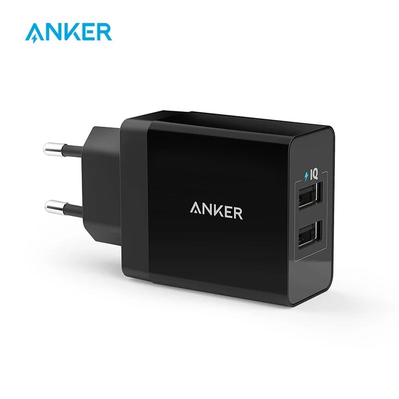 Củ Sạc Anker Power Port 2 Cổng 24W Chân tròn EU A2021 cho IPhone Ipad Samsung Android