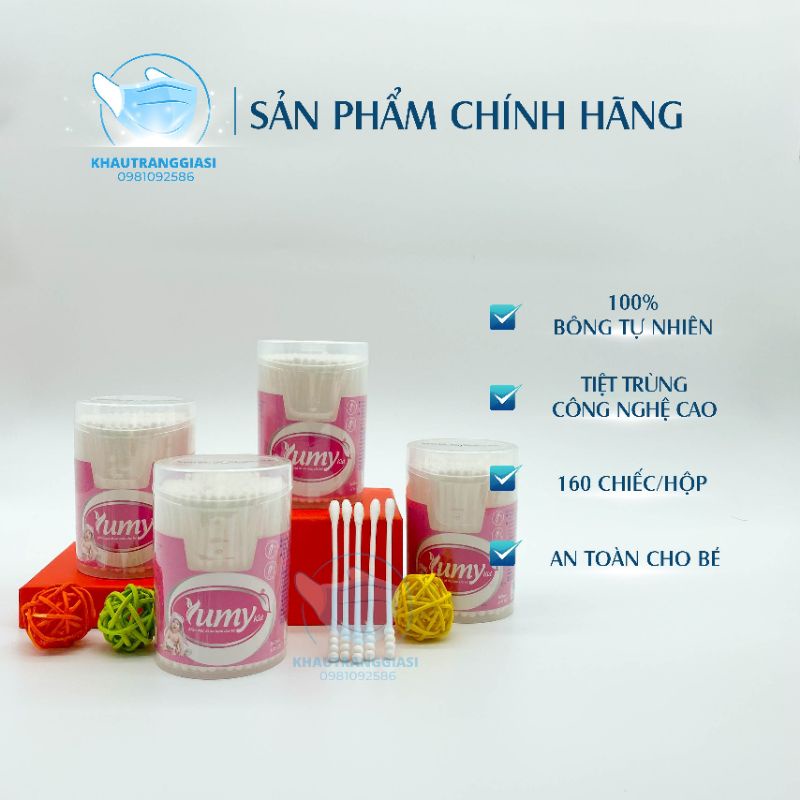 [Rẻ vô địch] Hộp tăm bông ngoáy tai Yumy cho bé hộp 160c