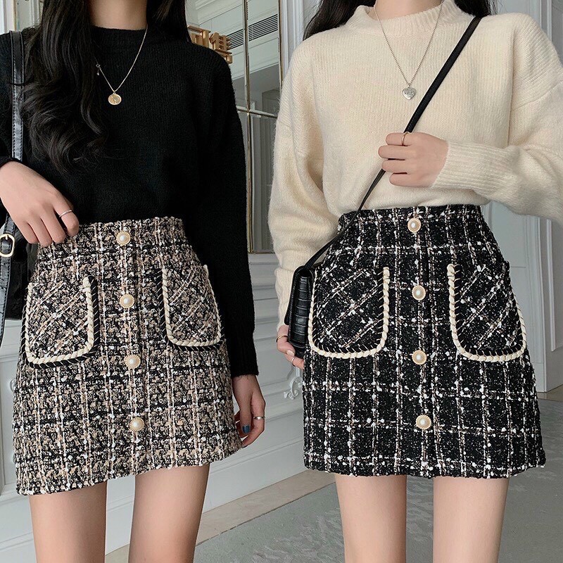 Chân váy chữ A LYNS - Dạ muối tiêu Ulazzang 2 màu