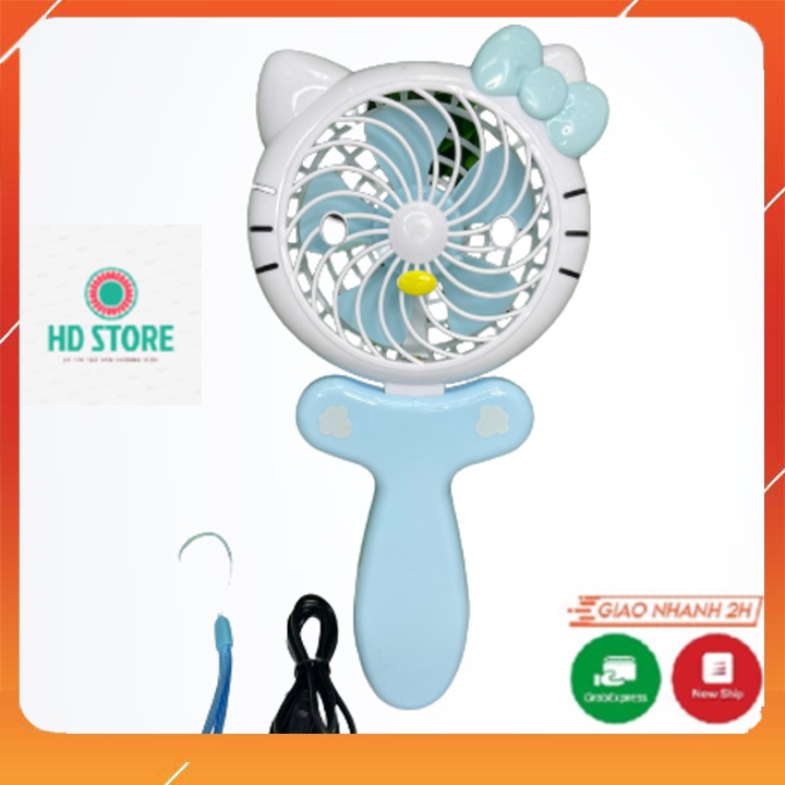 Quạt Cầm Tay CS1195 Mini Hình Kitty Mini Fan Sạc USB Nhỏ Gọn Thiết Kế Nhẹ Nhàng Đẹp Mắt, Thuận Tiện Sử Dụng.