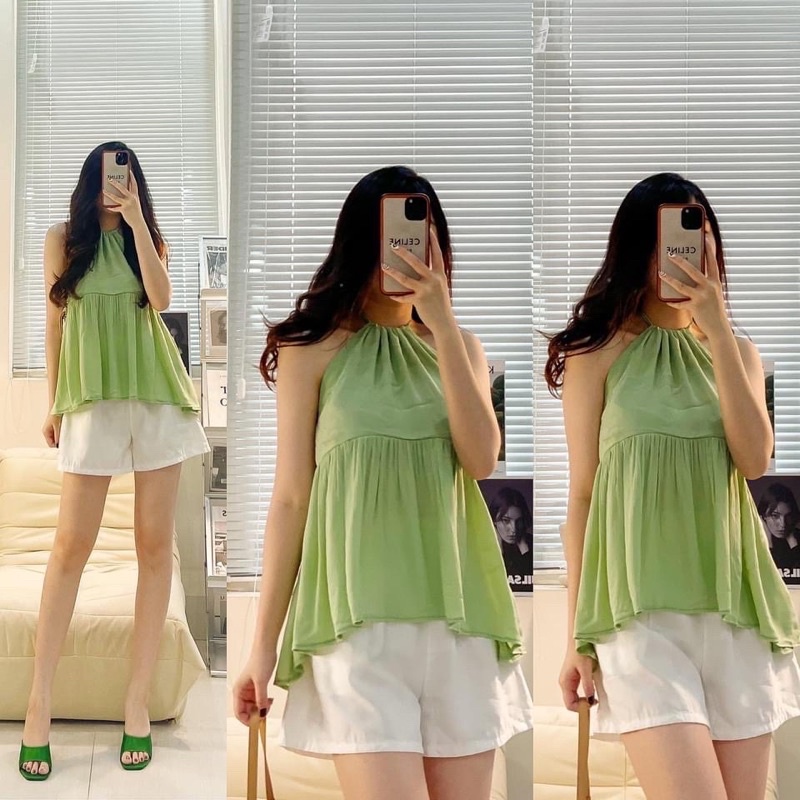 Set yếm bơ kèm short xinh