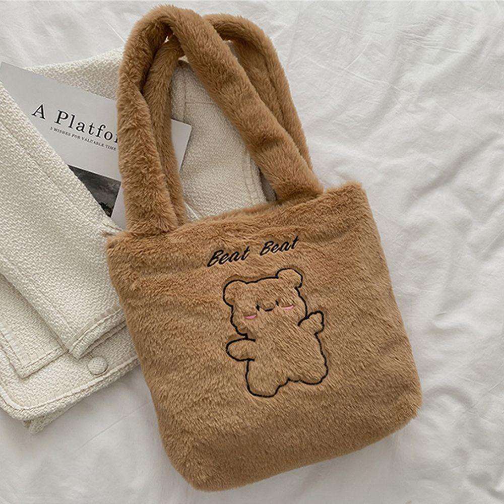 Túi Mua Sắm Cỡ Lớn Bằng Vải Bông Mềm Mại In Họa Tiết Gấu Hoạt Hình Đáng