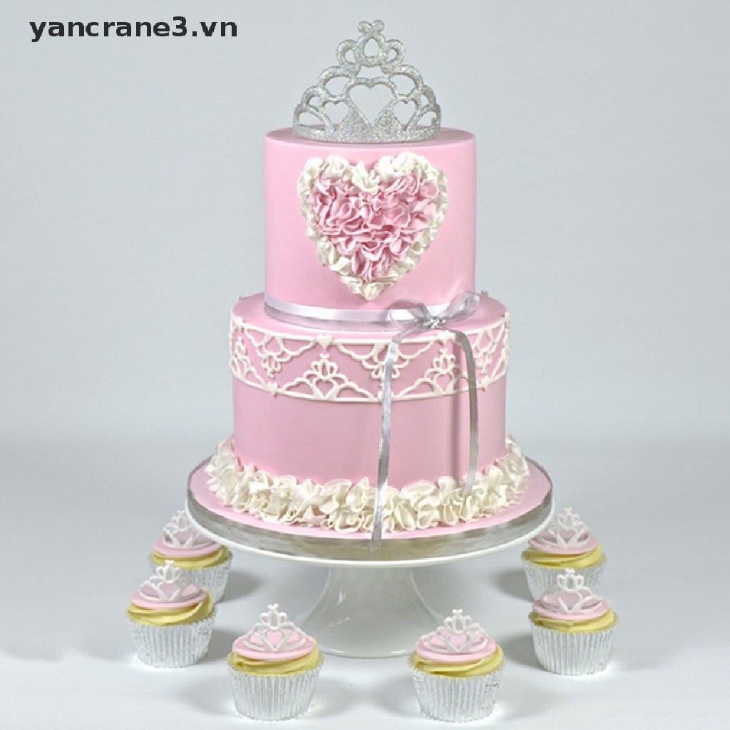 {Home} 2pcs Crown Plastic Fondant Cutter Cake Mold Fondant Cupcake Decorating Tools {yancrane3.vn}