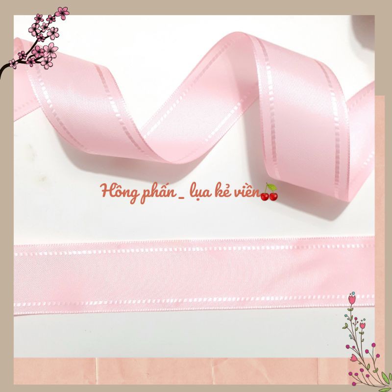 Ruy băng voan lụa thêu hoa bản 4cm Ribbon Ruybang voan hoa cúc [mét]🍒